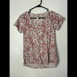 Lularoe Pink and White Classic Tee Size XXS